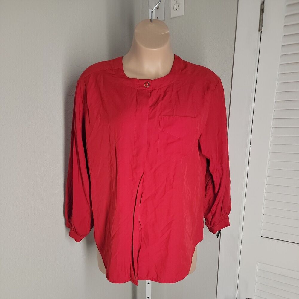 Adrian Jordan Button Up Shirt ~ Sz 22/24 ~ Red  ~ Long Sleeve